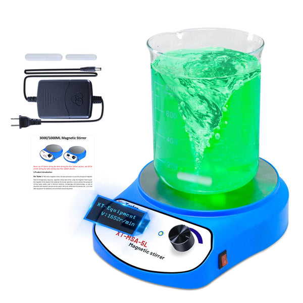 5000ml LED Digital Magnetic Stirrer, Stainless Steel Mixer with Stir Bar for Sauces, Yeast Starters, Lab (No Heating)