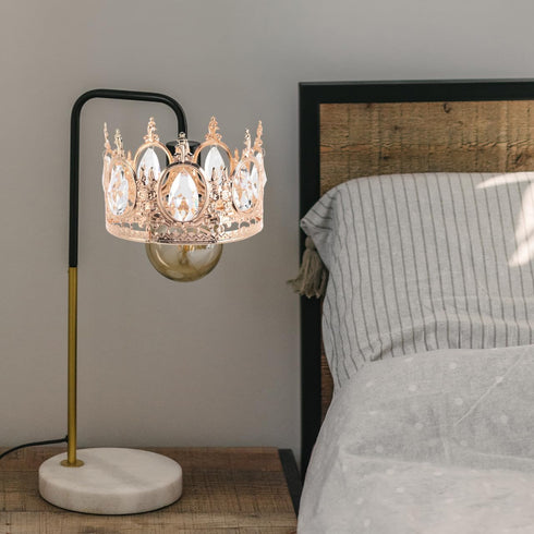 7.08 Inch TEHAUX Crystal Crown Pendant Lamp Accessory, Metal and Glass Chandelier Decoration for Ceiling Light Fixture