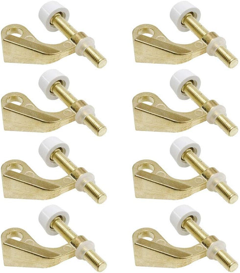Litepak Hinge Pin Door Stop, Heavy Duty Adjustable Door Saver (8 Pack, Polished Brass)