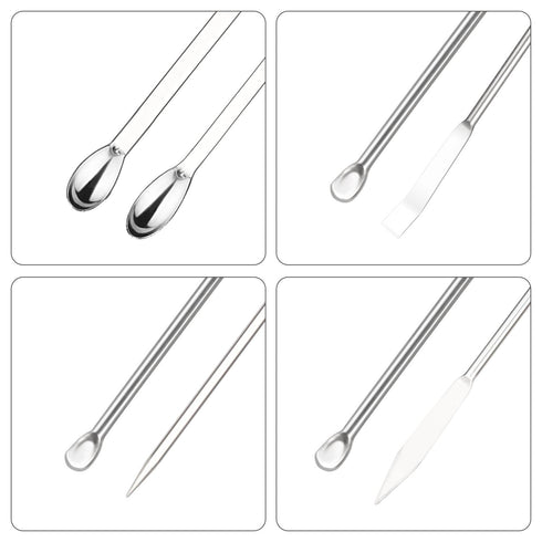 4 Pcs Lab Micro Spoon and Spatula Set, Stainless Steel Double-Ended Lab Spatulas Sampling Spoons Micro Scoopulas Weighting Set