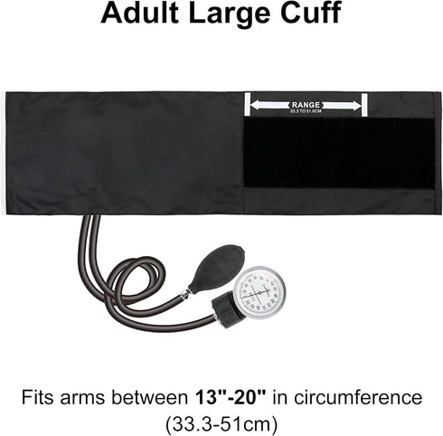 LotFancy Aneroid Sphygmomanometer, Large Adult Cuff (13" to 20"), Professional Manual Blood Pressure Monitor, Nurse BP Monitor, Durable Carrying Case Included, L Cuff