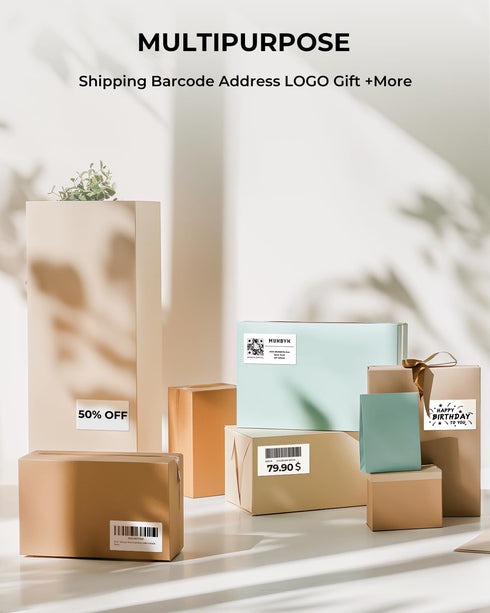 2x1In Stickers,1000 MUNBYN Thermal Sticker Labels, Address Barcode Self-Adhesive Label Paper for Direct Thermal Printer