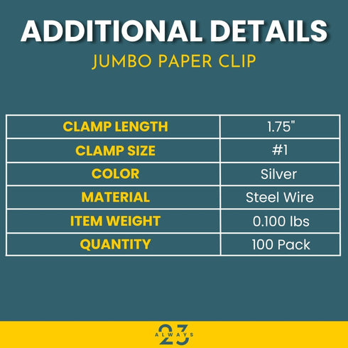 Silver Paper Clips, 100 Pack