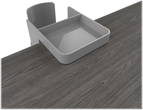 Deflecto Cup Holder with Supply Tray, Standing Desk Accessory, Gray Thermoplastic Polymer