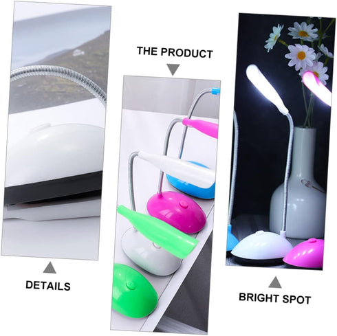 Foldable White Plastic Table Lamp, Battery Powered LED Desk Lamp for Reading