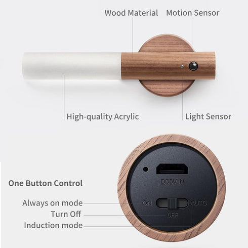 Cornesty Night Light Motion Sensor, for Kids Toddler Baby Nursery, Magnetic Rechargeable LED Wall Lamp, Portable Wooden