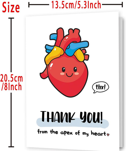 mmuue Cute Thank You Card for Heart Surgeon, Funny Thank you Gift for Women Men, Appreciation Card for Doctor Nurse
