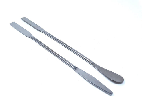 Pack of 2 Double Ended Micro Lab Spatula, Round/Tapered and Square/Spoon, 7" Stainless Steel