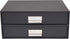 Bigso Box of Sweden Birger 2-Drawer Fiberboard Document Letter Box | Desktop Drawers with Metal Label Holder