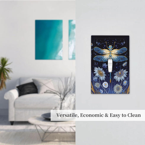 haigof 1 3 5 Inch Beautiful Dragonfly Light Switch Cover Wall Plate Gang Single Plates Print Faceplate Home Decor X