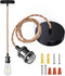 JACKYLED UL Boho Pendant Light Kit, Hemp Rope Light Fixture with Adjustable