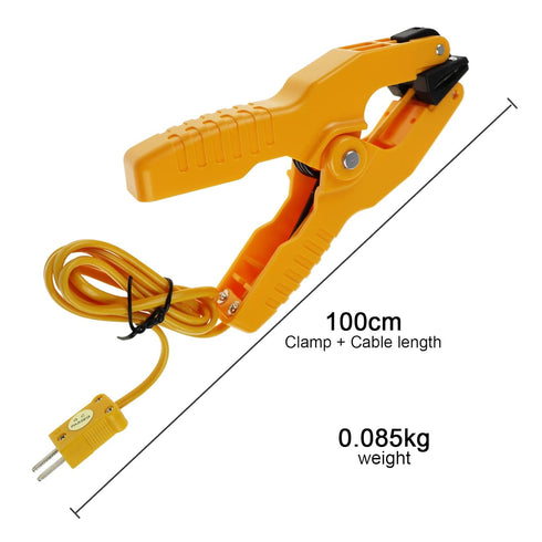 K Type Thermocouple Clamp Probe Thermocouple Temperature Sensor Clip Lead Pipe Clamp HVAC Temperature Range -40~392°F (-40~200°C)