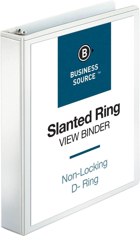 Business Source 28441 D-Ring Binder, White, 1-1/2-Inch Capacity, with Pockets