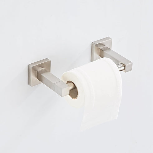Toilet Paper Holder Wall Mount, Brushed Nickel Bathroom Toilet Paper Holder for SUS 304 Stainless Steel, Double Post Pivoting Square Toilet Paper Roll Holder for Bathroom RV Paper Towels for TP
