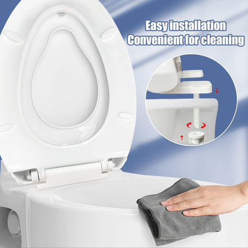 WAAYAA Elongated Toilet Seat with Toddler Seat Built In Soft Close, Slow Close Family Toilet Seat with Potty Training