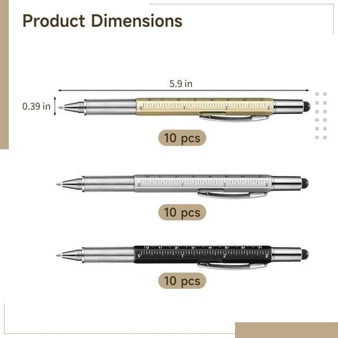Skdqiee 30 6 1 Set Multi Tool Pens, Pcs Multitool Pens with Refills, in Multi-tool Pen with Ruler, Level Gauge