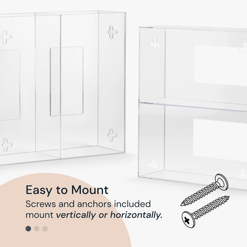 Glove Holder for Wall Mount - Durable Acrylic Glove Box Holder for Disposable Gloves, Clear Dispenser