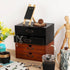 Wooden Storage Box Rustic Desktop Organizer with 2 Drawers, Office Desk Accessories Shelf, Small Craft Storage
