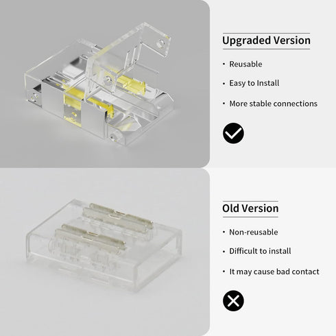 PAUTIX 10mm Connectors for CCT COB LED Strip Light, 4pcs Dual End Extension Connectors, 2pcs DC Plug Extension Wire
