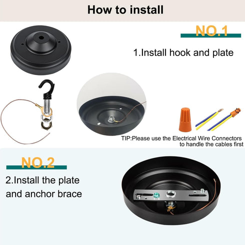 6IN 22LBS Light Canopy Kit, Chandelier Kit with Hook, Matte Black Ceiling Metal for Pendant Light, Chandelier, Grow