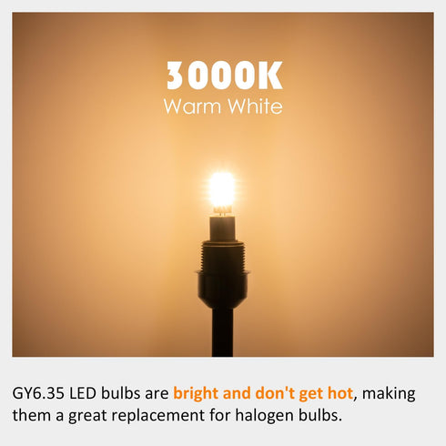 GY6.35 Bulb, 4W(50W 12V-24V 3000K, 500 T4 GY6.35 Bulbs Non-Dimmable, Pack 5 Maelsrlg LED Equivalent), AC/DC, Warm White