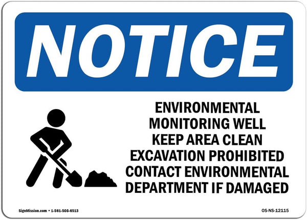 OSHA Notice Sign - Environmental Monitoring Well Sign with Symbol | Vinyl Label Decal for Business