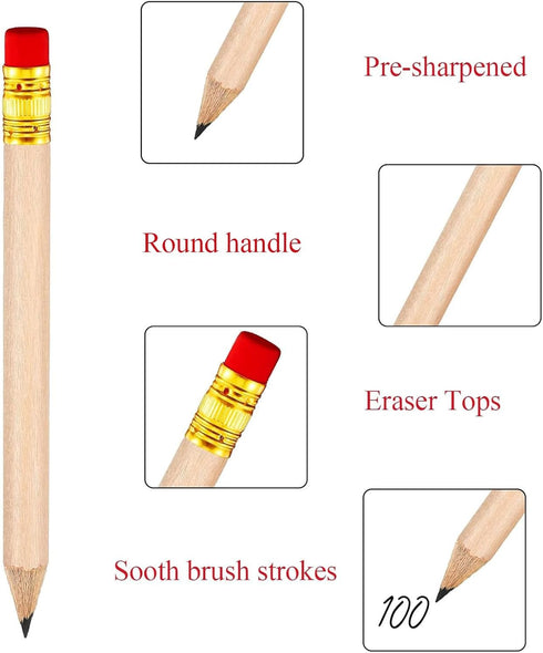 Outus 72 Pieces Golf Pencils, Half Pencils with Eraser, Mini Pencils for Kids, Baby Shower, Wedding, School Office