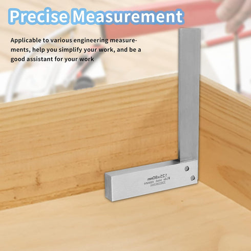 Machinist Square, 5" x 3.2" High Precision Mechanical Steel Square for Woodworking, L-Type Measuring Tool