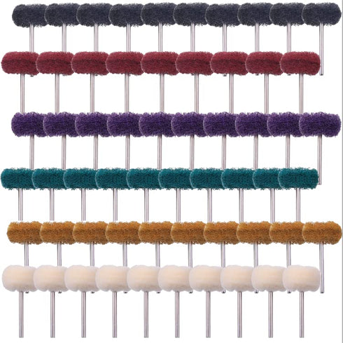 Rocaris 60 Pack Abrasive Buffing Wheels, 1/8" Shank Polishing Wheels for Rotary Tools, 1 Inch