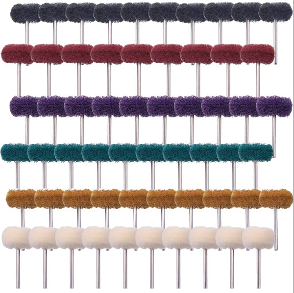 Rocaris 60 Pack Abrasive Buffing Wheels, 1/8" Shank Polishing Wheels for Rotary Tools, 1 Inch