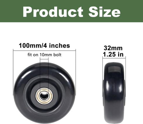 4" 1.26" 4 Inches 3/8" x Push Cart Wheels PU Caster Wheel Workbech Wheels, Grocery Cart Wheels, Replacement Just Wheels