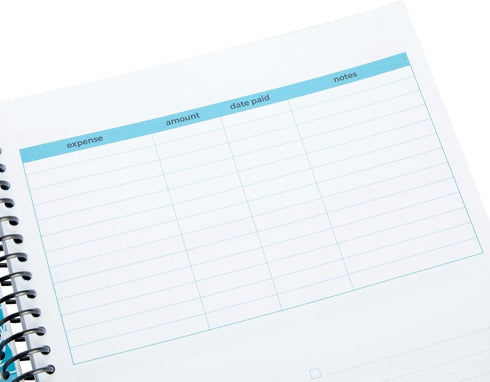 Blue Monthly Budget Planner, Bill Organizer with 24 Pockets for Receipts, Home Expense Tracker (8x10 In)