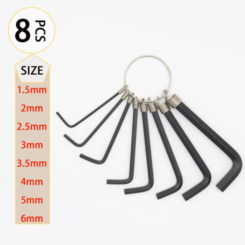 8pcs Allen Wrenches Set, 1.5-6 mm Hex Key Key Chain Set, Portable L Shape Bike Repair Tool