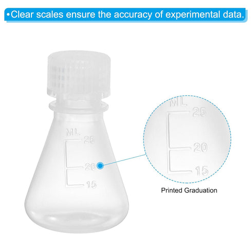 PATIKIL 12 Pcs Erlenmeyer Flask, 25ml Narrow Mouth Graduated Flasks with Screw Cap for Lab Chemistry Study