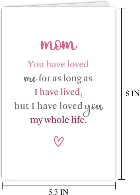 Supoeguk Heartfelt Mother's Day Card for Mom, Sweet Mom Birthday Card from Daughter Son, I Have Loved You My Whole Life