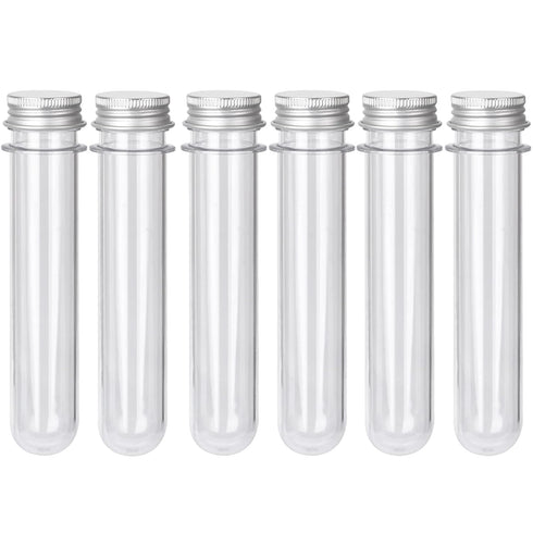 6PCS Clear Plastic Test Tubes with Screw Caps 45ml for Scientific Experiments, Party Decoration, Candy, Bath Salt