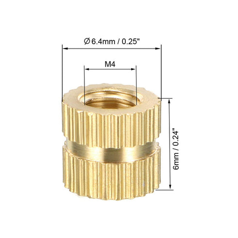 uxcell 50Pcs M4 x 6mm Knurled Insert Nuts, Brass Threaded Insert Embedment Nut for 3D Printer