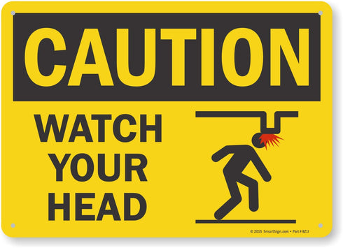 SmartSign "Caution - Watch Your Head" Sign | 10" x 14" Plastic