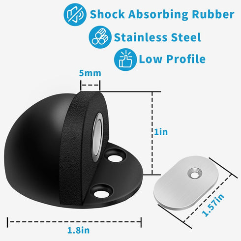 HUTLON 2-Pack Magnetic Door Stops, Black Floor Mount Magnetic Door Catch and Holder