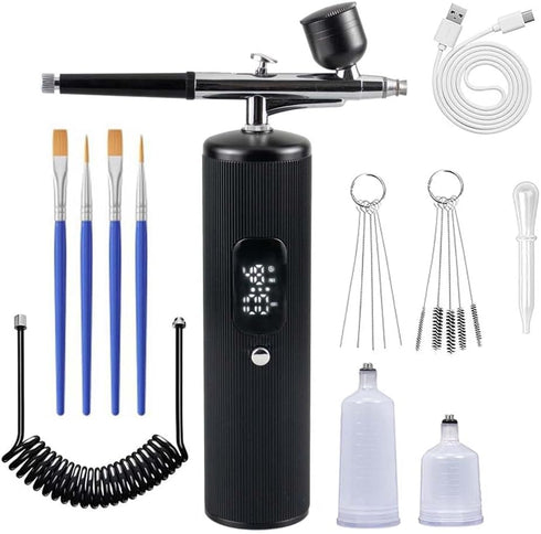 WRDOFH 48PSI High-Pressure Airbrush Kit with Compressor, 0.3mm Nozzle & 4000mAh Battery -