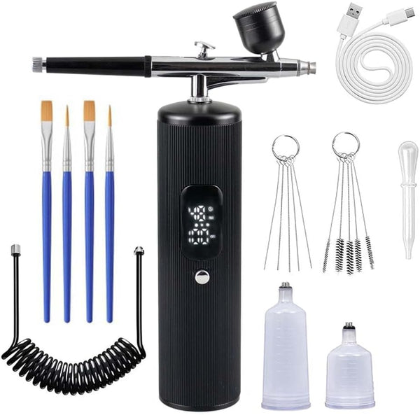 WRDOFH 48PSI High-Pressure Airbrush Kit with Compressor, 0.3mm Nozzle & 4000mAh Battery -