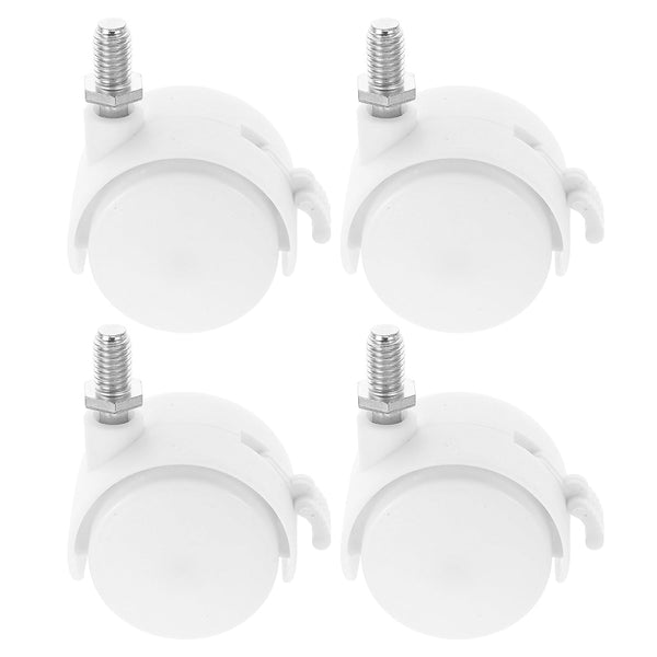 ZUNOXAZ 4pcs 1.5-inch White Swivel Desk Chair Wheels with Threaded Stem Brake, Replacement