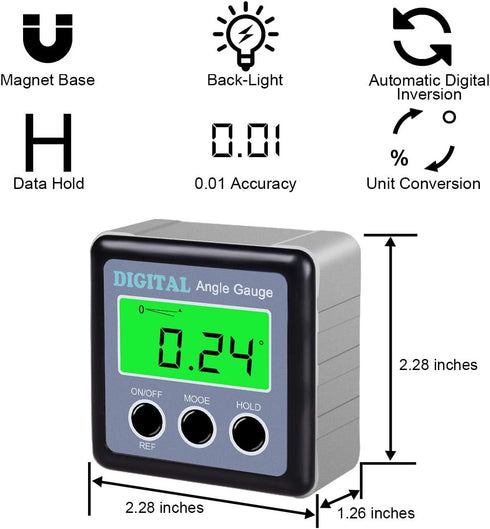 Digital Angle Gauge - Magnetic Digital Level Protractor with LCD Backlight Display, Table Saw Accessories
