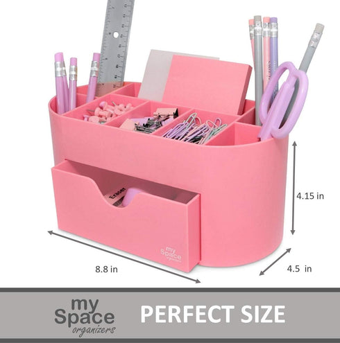 Pink Desk Organizer for Office Supplies, Desktop Organization for Room, College Dorm, Home School (Pink)