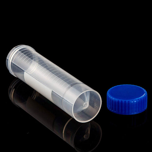 50 Pcs Centrifuge Tubes - 50 ML Plastic Test Tubes with Blue Screw Caps, Clear 4-3/5 Inch Leak-Proof Vials for Cold