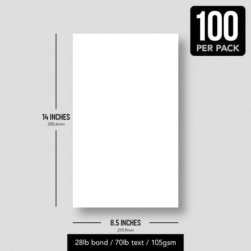 8.5 14 70lb (28lb 100 Pack Bright White Paper - Multipurpose Office Print Writing Copy - Flyers, Posters, Design