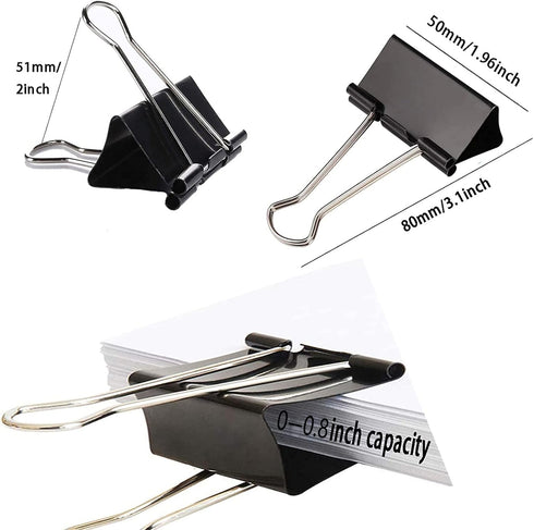 Extra Large Binder Clips 2 Inch (48 Pack) Big Paper Clamps for Home and Office Supplies, Black