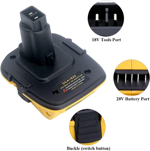 2-Packs DCA1820 18V to 20V Battery Adapter for Dewalt 20V MAX Lithium Battery, Replace for Dewalt 18Volts Tools