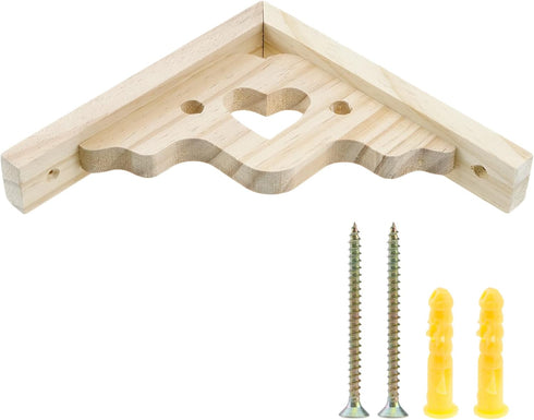 2 7.09 Inch Mcredy PCS Decorative Shelf Brackets Wooden Shelf Brackets with Screws Heart Triangle Wall Mount Wood
