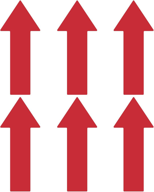 LiteMark Removable Red Arrows, Large Size Arrow Sticker, 12 Inch Pack of 6 for Safety